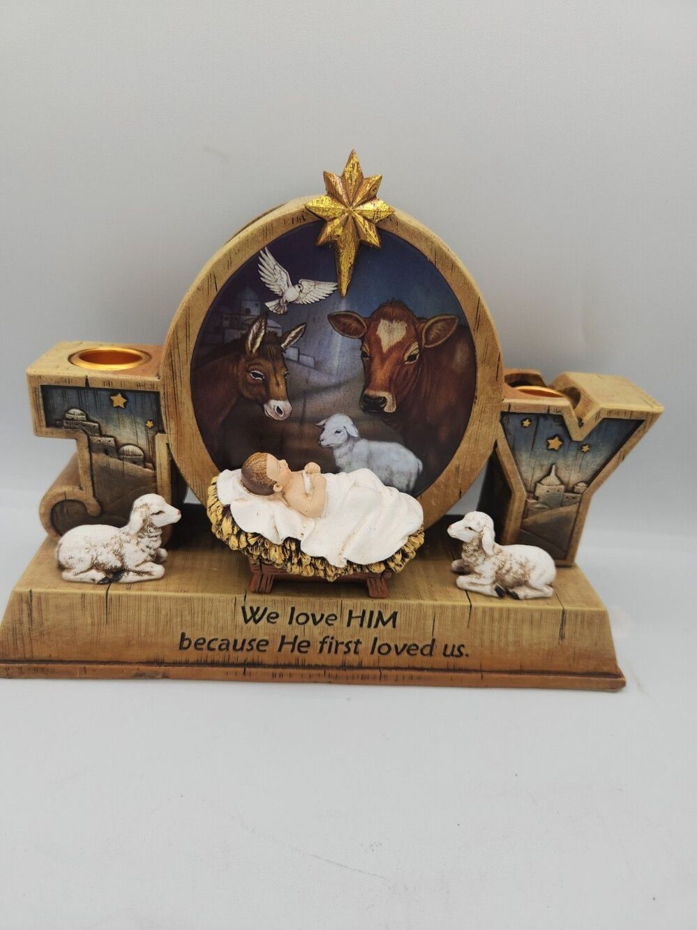 Joseph's Studio by Roman Nativity Advent Baby Jesus Animals Candle Holder